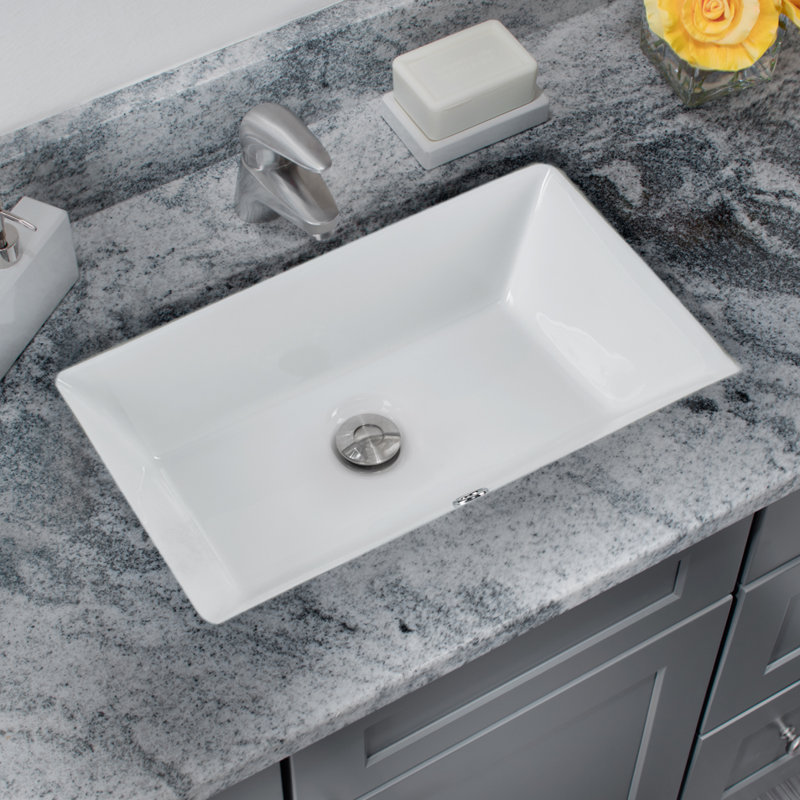 Soleil Glazed Vitreous China Rectangular Undermount Bathroom Sink with ...